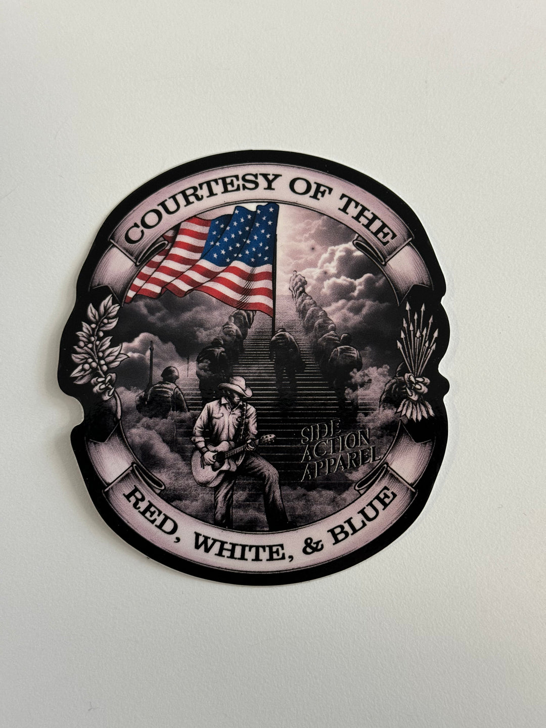 Courtesy of the Red, White and Blue - Sticker