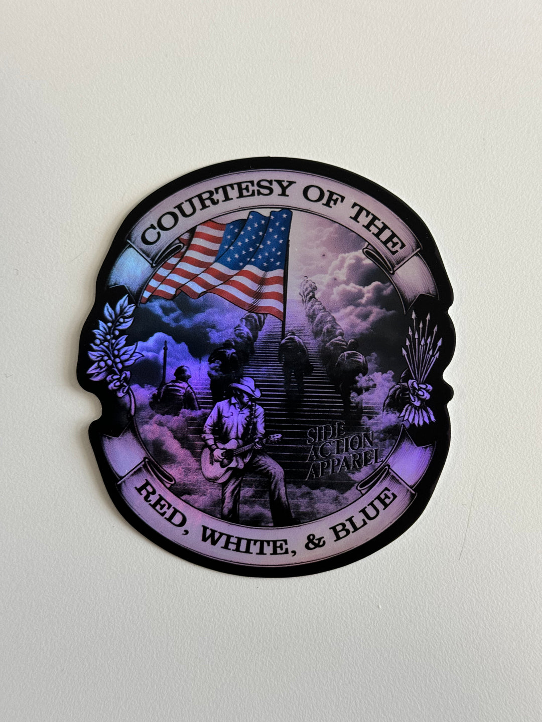 Courtesy of the Red, White and Blue - Hologram Sticker